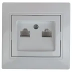 Розетка информационная 2xRJ45, СУ, Plano, белый, 1-304-01