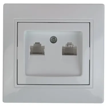 Розетка информационная 2xRJ45, СУ, Plano, белый, 1-304-01