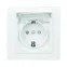 Розетка Минск 1-местная СП с заземлением и крышкой16А белая защитные шторки IP44