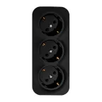 Розеточный блок тройной (розетка тройная) с заземлением -Legrand Quteo - с предварительным подключением со шторками IP20 16А 250В винтовые зажимы накладной монтаж - чёрный матовый