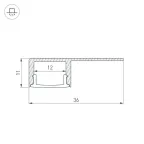 Профиль ARH-DECORE-S12-LINE-EDGE-2000 ANOD (ARL, Алюминий)