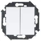 15 Выключатель двухклавишный проходной (переключатель) 16А 250В винтовой зажим белый