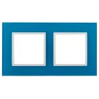 Рамка на 2 поста, стекло, Эра Elegance, голубой+бел, 14-5102-28
