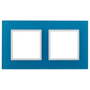 Рамка на 2 поста, стекло, Эра Elegance, голубой+бел, 14-5102-28
