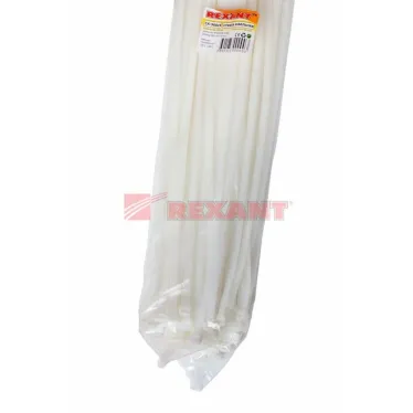 Хомут-стяжка кабельная нейлоновая 700x9,0 мм, белая, упаковка 100 шт, REXANT