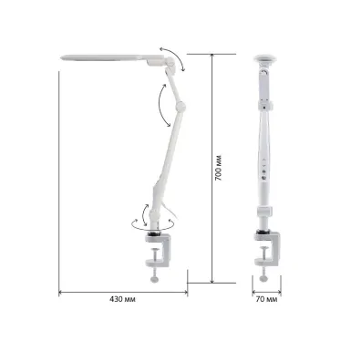 Светильник настольный светодиодный NLED-496-12W-W на на струбцине белый
