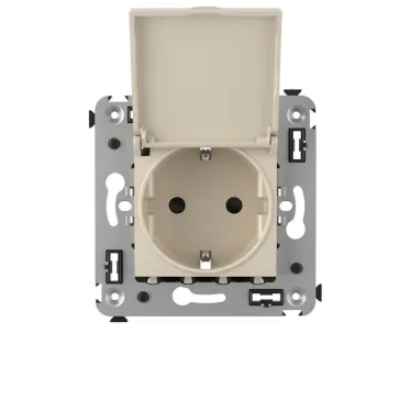 Avanti Розетка с крышкой в стену, 2P+E, ''Ванильная дымка''