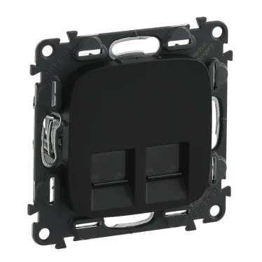 Valena ALLURE Информационная розетка двойная RJ45 Кат 6 UTP С лицевой панелью Антрацит
