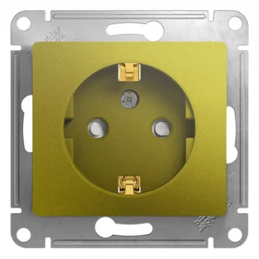 GLOSSA розетка с заземлением со шторками фисташковый