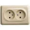 ЭТЮД Розетка угловая двойная открытой установки без заземления без шт.16А 250B, кремовый