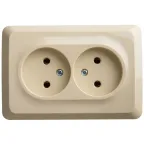 ЭТЮД Розетка угловая двойная открытой установки без заземления без шт.16А 250B, кремовый