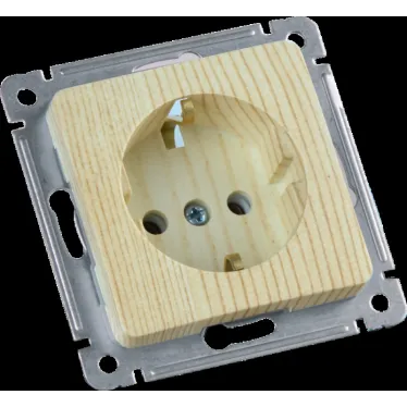 MASTER Розетка одноместная с заземляющим контактом, скрытой установки, в рамку, сосна