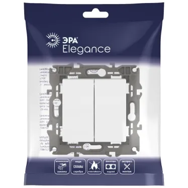Выключатель двойной, 10АХ-250В, Эра Elegance, белый,14-1104-01
