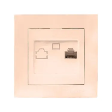 Валенсия розетка компьютерная RJ-45 1-местная кремовая