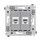 Avanti Компьютерная розетка RJ-45 без шторки в стену, кат.5е двойная, Закаленная сталь