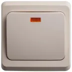 ЭТЮД Переключатель одноклавишный скрытый с индикацией бежевый