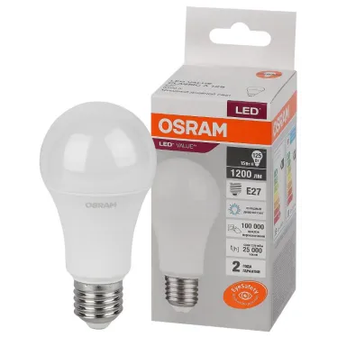 Лампа светодиодная LED 15 Вт E27 6500К 1200Лм груша 220 В (замена 125Вт) OSRAM