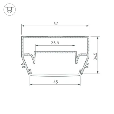 Профиль STRETCH-S-50-CEIL-CENTER-2000 (GAммA50) (Алюминий)
