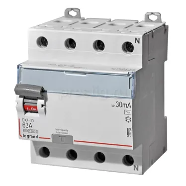 Выключатель дифференциального тока (УЗО) 4п 63А 30мА DX3 АC N справа