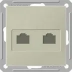 W59 Розетка информационная двойная компютерная + телефон кат.5е в рамку шампань