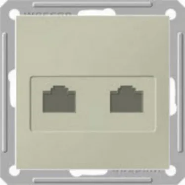 W59 Розетка информационная двойная компютерная + телефон кат.5е в рамку шампань