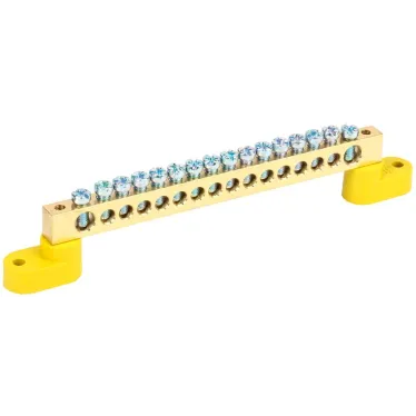 Шина PE земля на двух угловых изоляторах ШНИ-8х12-16-У2-Ж