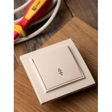 Выключатель одноклавишный СП проходной 10А бежевый Минск