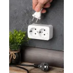 Розетка Минск 2-местная ОП 16А с заземлением белая