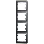 GLOSSA Рамка 4 поста вертикальная антрацит