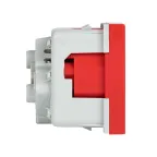 Розетка 45х45 PRO, с заземлением, красная , 45 град