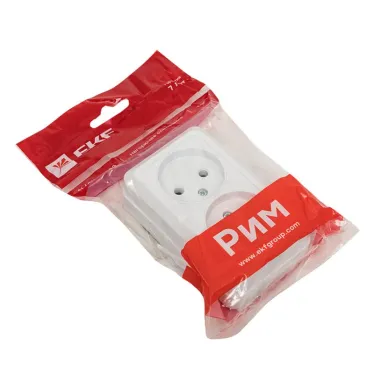 Рим Розетка двойная 10А без заземления белая