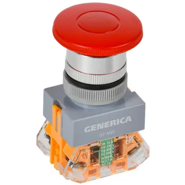 Кнопка D7-MZS Грибок d-22мм 1з+1р с фикс. кр. GENERICA