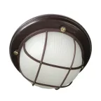 Светильник НПП-03-60-014 IP65 Самарканд 1302 Круг малый матовый / корпус с решеткой дер. венге индивидуальная упаковка