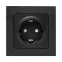 Стокгольм Механизм Розетки 1-местной с/з 16А в/к черный с защ. штор.