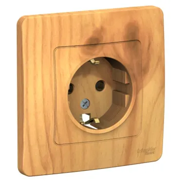 BLANCA скрытой установки розетка с заземлением без шторок, 16А, 250В, ясень