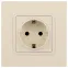 Розетка 2P+E Schuko со шторками, 16А-250В, Эра Elegance, сл.кость, 14-2102-02