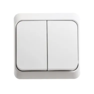 ЭТЮД Выключатель двухклавишный наружный с подсветкой белый сх.5