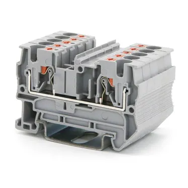 Клемма проходная, зажим push-in, 2 точки подключения, 4 кв.мм, серая