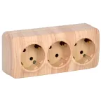 GLORY Розетка трехместная наружная с заземлением сосна