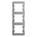 GLOSSA Рамка 3 поста вертикальная алюминий