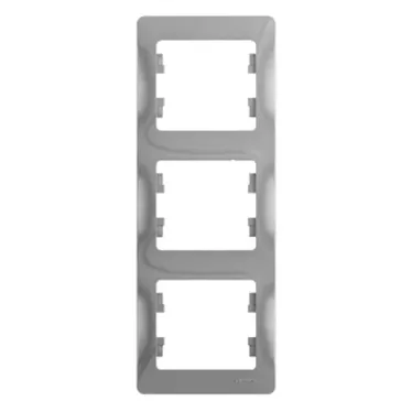 GLOSSA Рамка 3 поста вертикальная алюминий