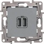 ETIKA Зарядное устройство с двумя USBразьемами 240В/5В 2400мА алюминий