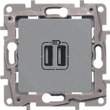 ETIKA Зарядное устройство с двумя USBразьемами 240В/5В 2400мА алюминий