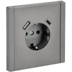 FORTE@PIANO Розетка 1-местная с заземлением с защитными шторками винтовое крепление 16А USB A+C 18Вт FP547 сталь IEK