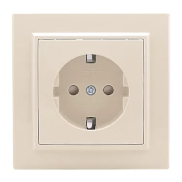 Розетка одноместная СП с заземлением 16А бежевый с защитными шторками Минск