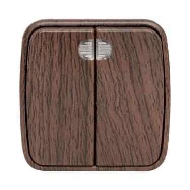 Выключатель двухклавишный ОП Минск 10А с индикатором темное дерево