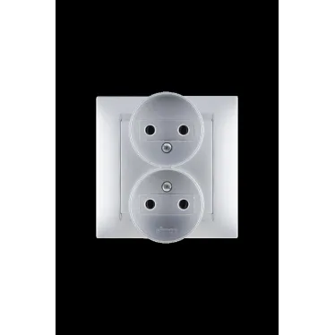 Розетка двойная 2Р, 16А, 250В, винтовой зажим, алюминий