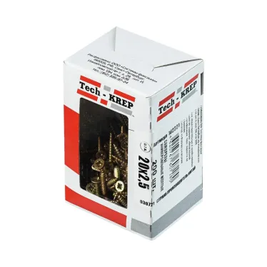 Шуруп универсальный 2,5х20 потайная головка, остроконечный, желтопассивированный (200шт) - коробка