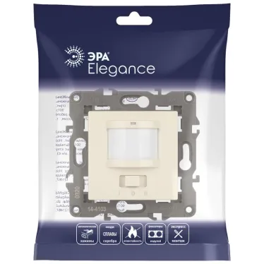 Датчик движения 2-проводной, 180-250В, 200Вт, Эра Eleg, слоновая кость,14-4103-02