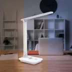 Светильник настольный светодиодный 25w 3000-6000К диммируемый с беспроводной зарядкой и USB порт складной белый